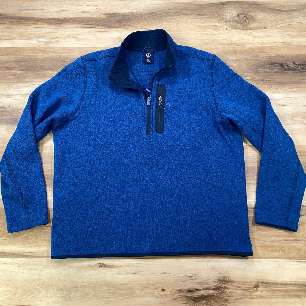 Lands End Fleece Pullover Men XL Heritage Polyester 1/4 Zip Blue Classic Outdoor - Picture 2 of 9